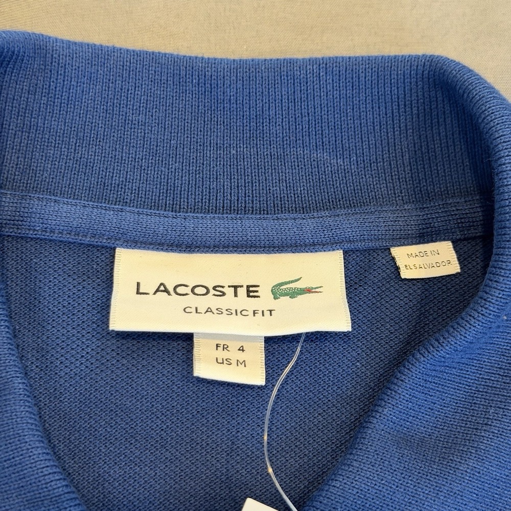 Lacoste Men's Polo Shirt M Blue Classic Fit Short Sleeve 100% Cotton Preppy NWT - Picture 3 of 6